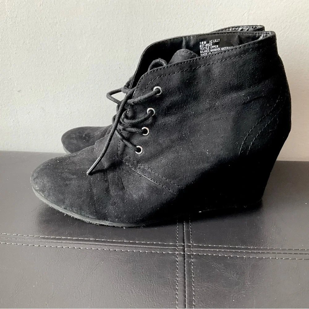 Black Wedge Ankle Booties - VGUC